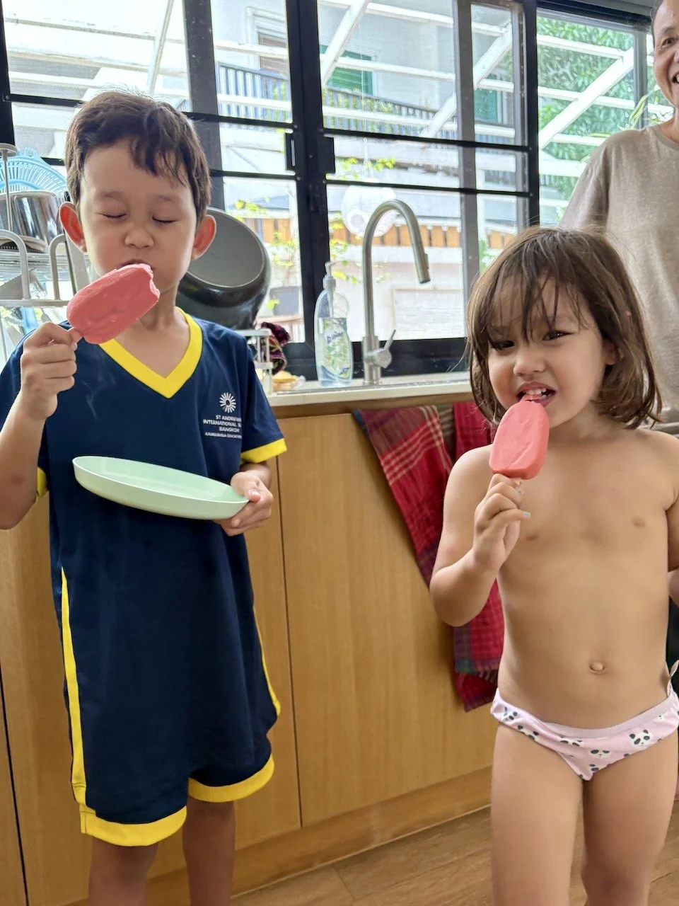 Special ice cream treat from the cafe just outside school.