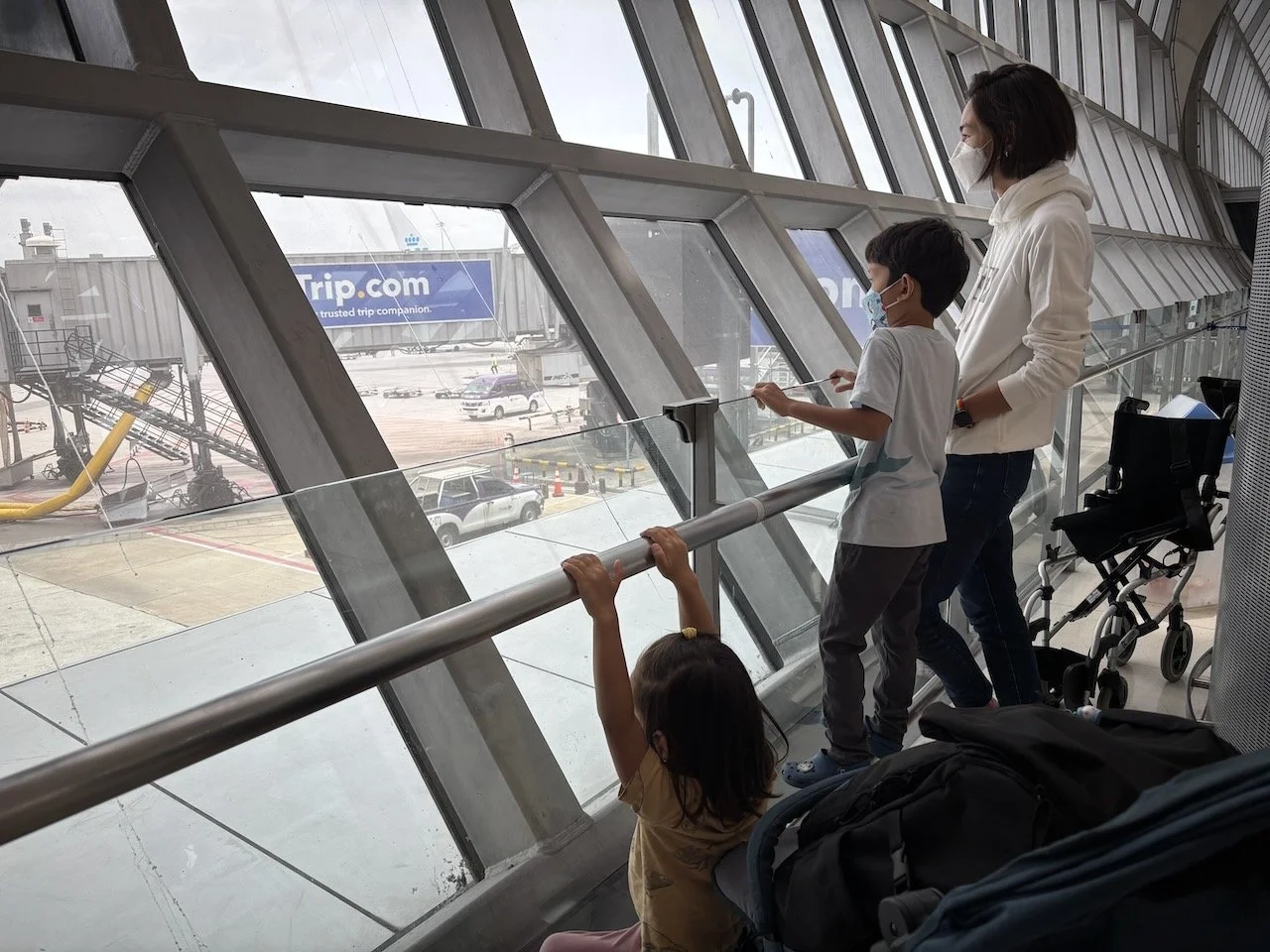 Waiting (somewhat) patiently to board.
