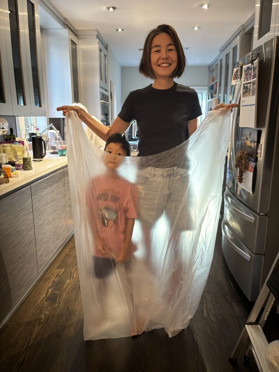 The giant plastic bag that the brooms came in, courtesy of EVA.