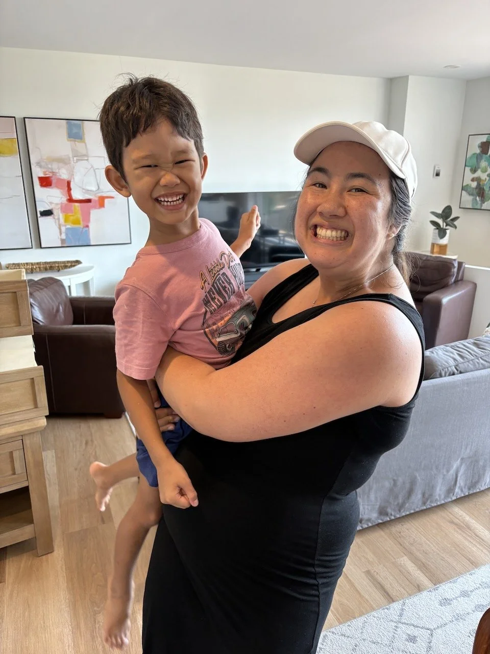 Auntie Jas, working her muscles in practice.