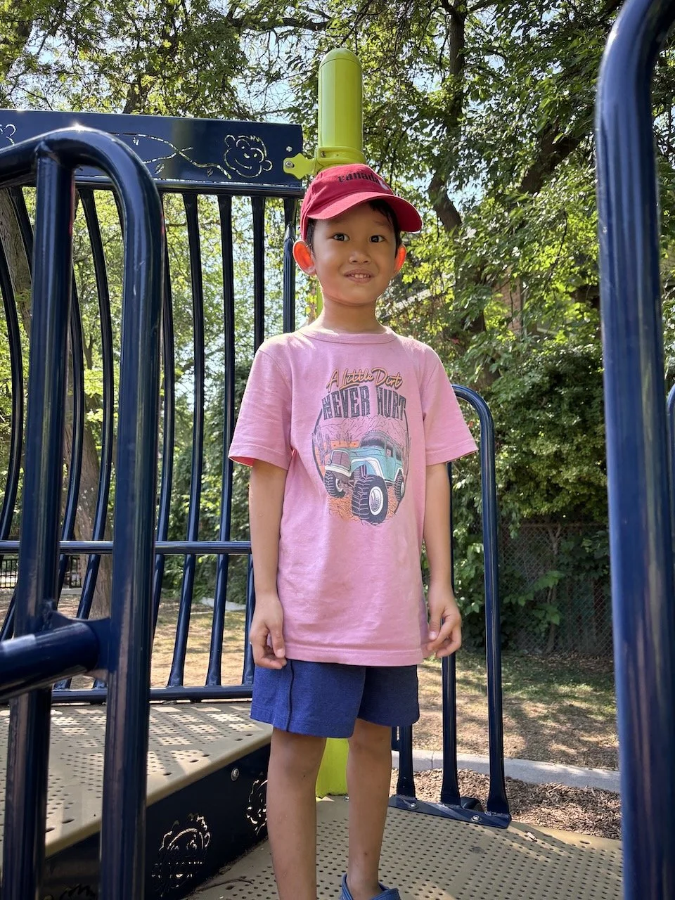 Checking out a brand new playground nearby: this one is fairly shaded for 4pm - bonus!