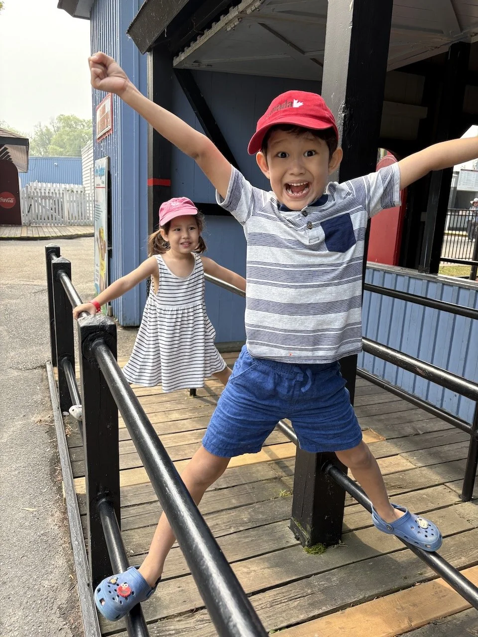 Waiting in anticipation for the rides to open at 10:30.