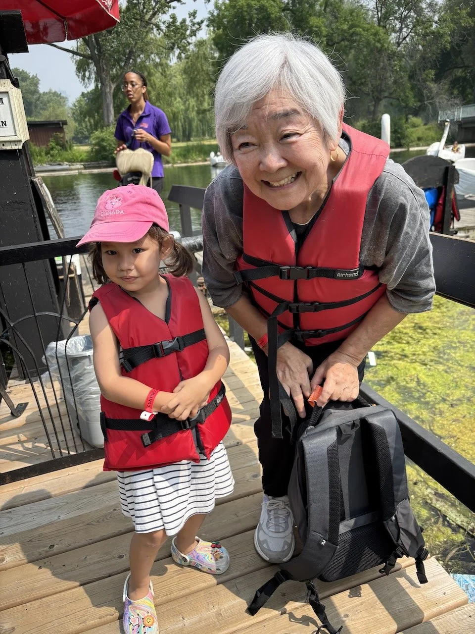 At the same time, Granny, Lucy, and Dad tried the swan boat (whose steering was apparently equally unintuitive).
