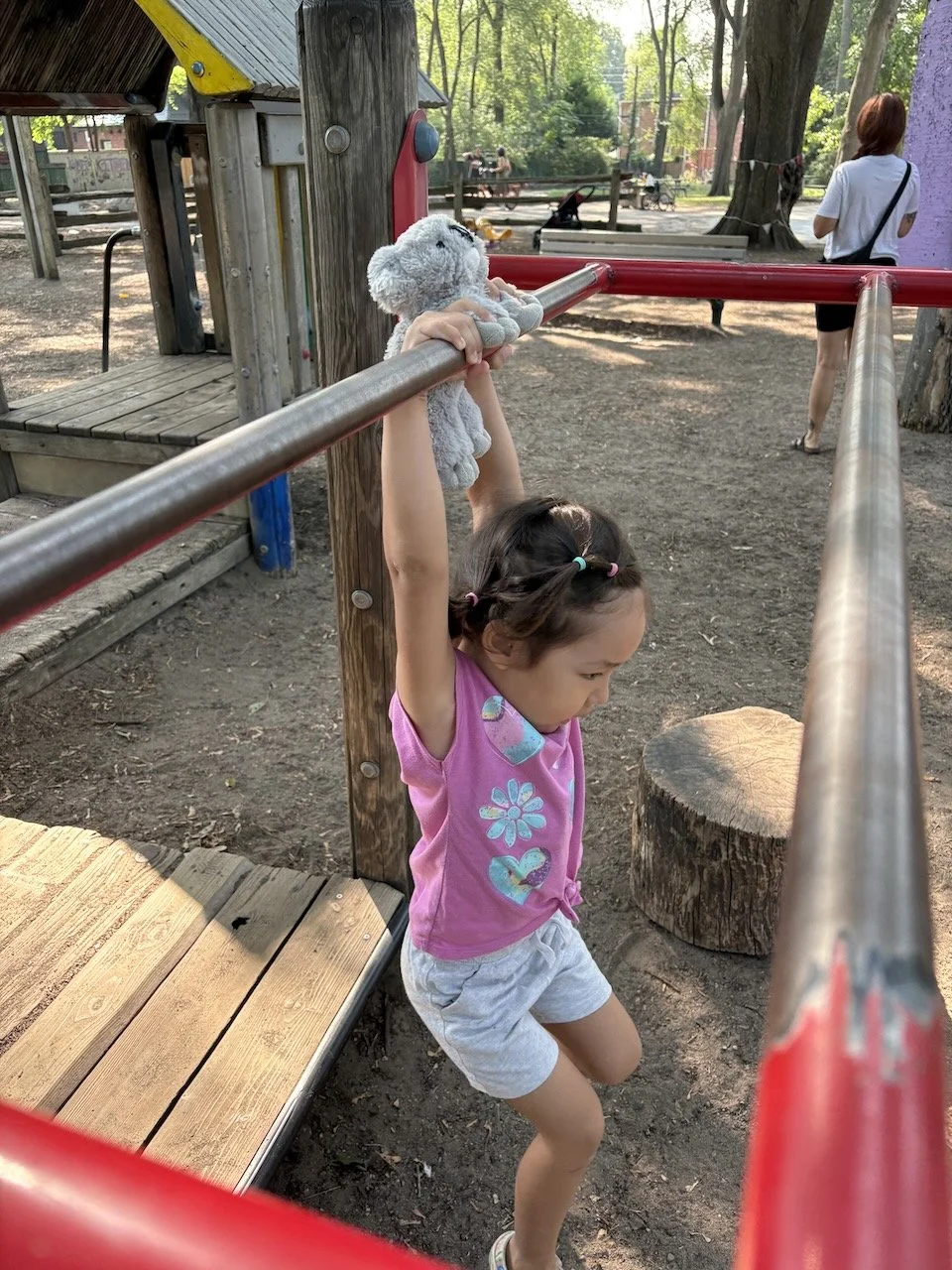 Back to our new favorite playground at Duffrin Grove Park.