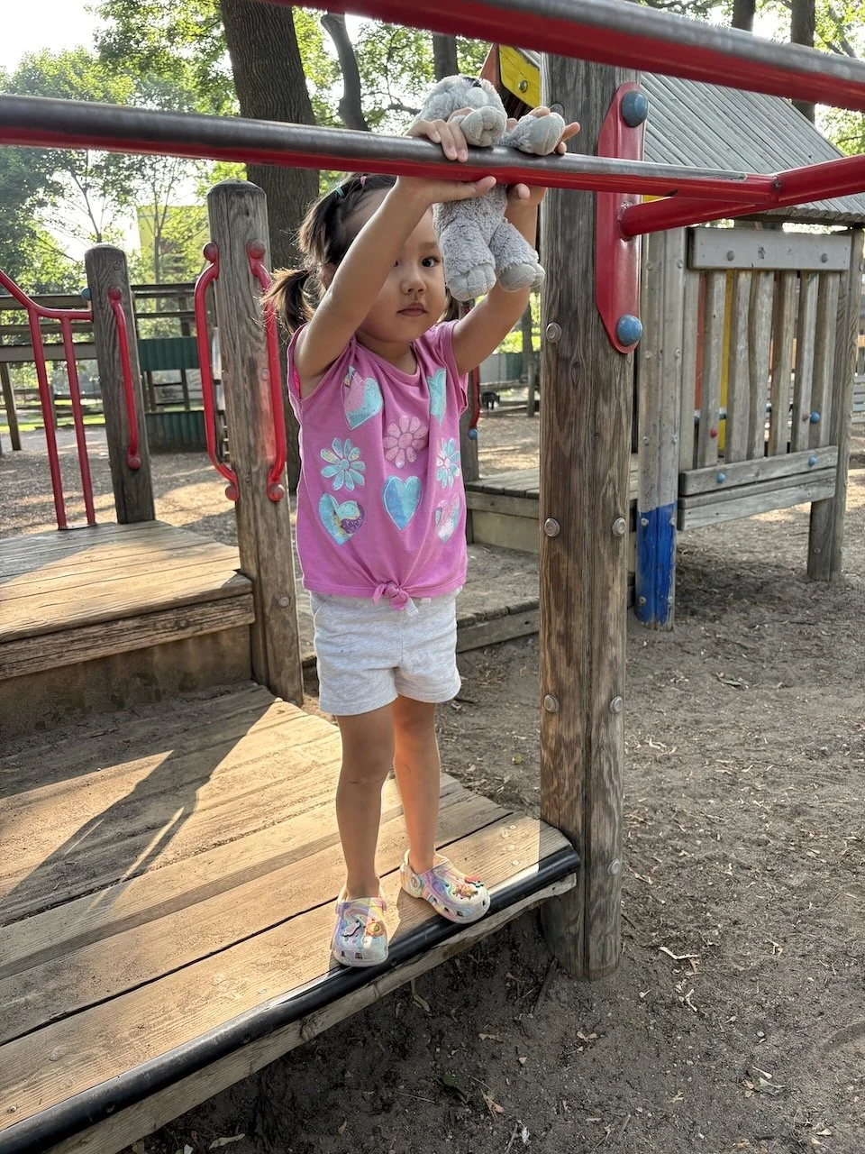 Practicing her new skill.