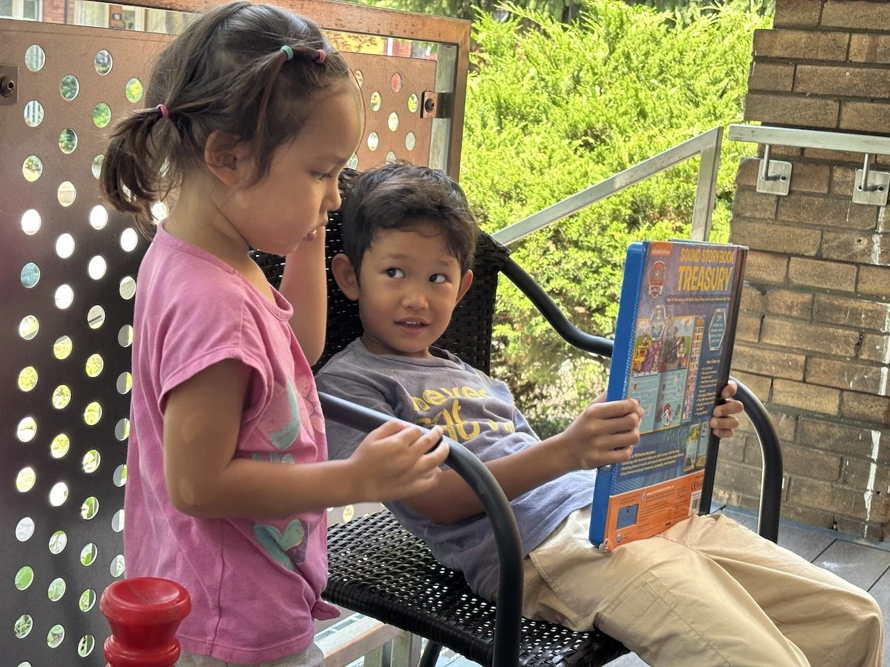 Fun with a talking Paw Patrol book.