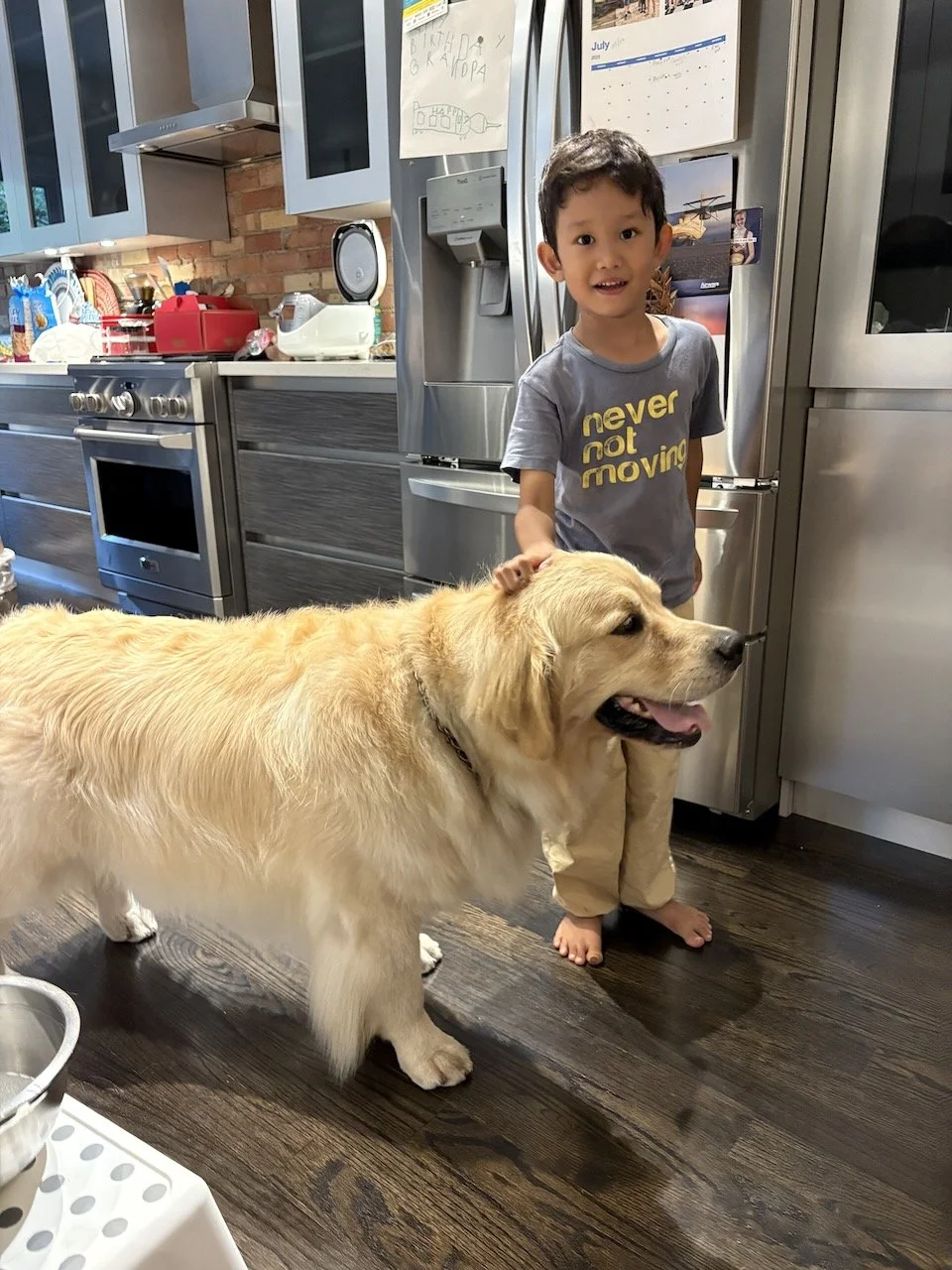 Getting used to giant Cousin Mackie (again).