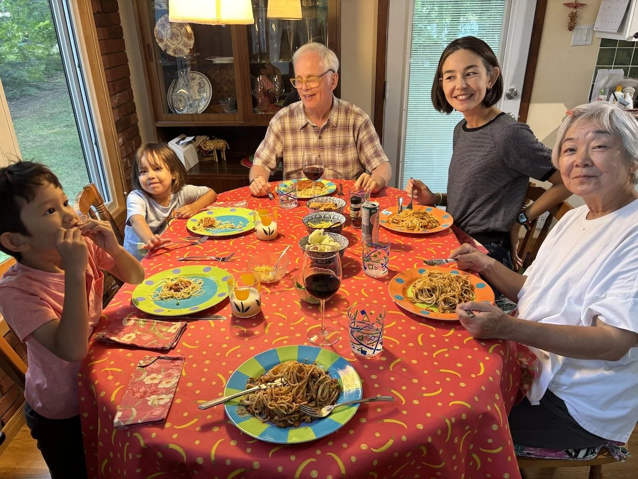 Daring spaghetti bolognese for our first cottage dinner.