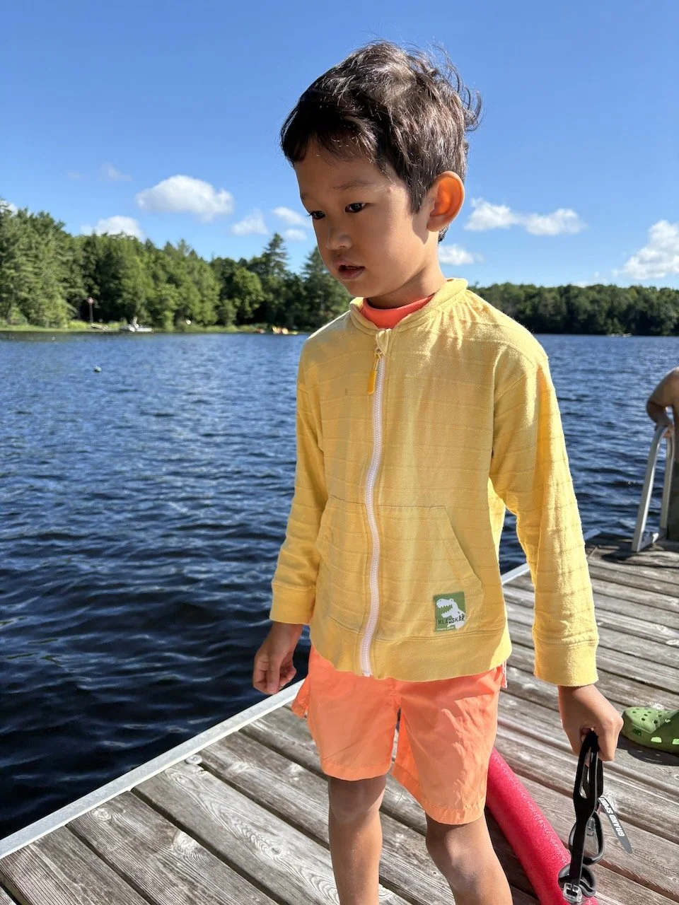 This eager beaver wants to swim, despite the air temperature.