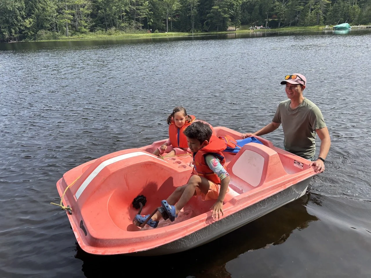 Poor Uncle Josh was steering the pedal boat for the first while.