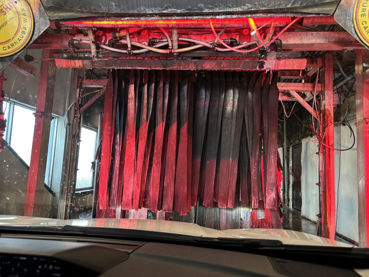 And then doing an activity we'd planned since our last visit: the drive-through car wash!