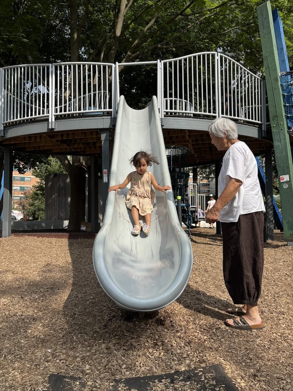 ... whereas Lucy enjoyed the climbing and the slides.