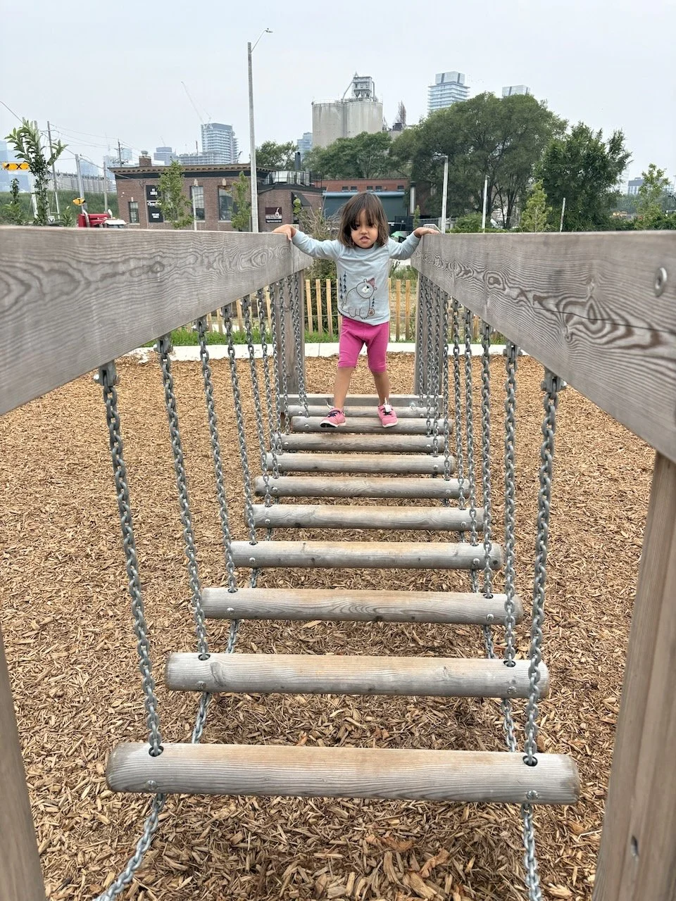 There was a wobbly foot bridge...