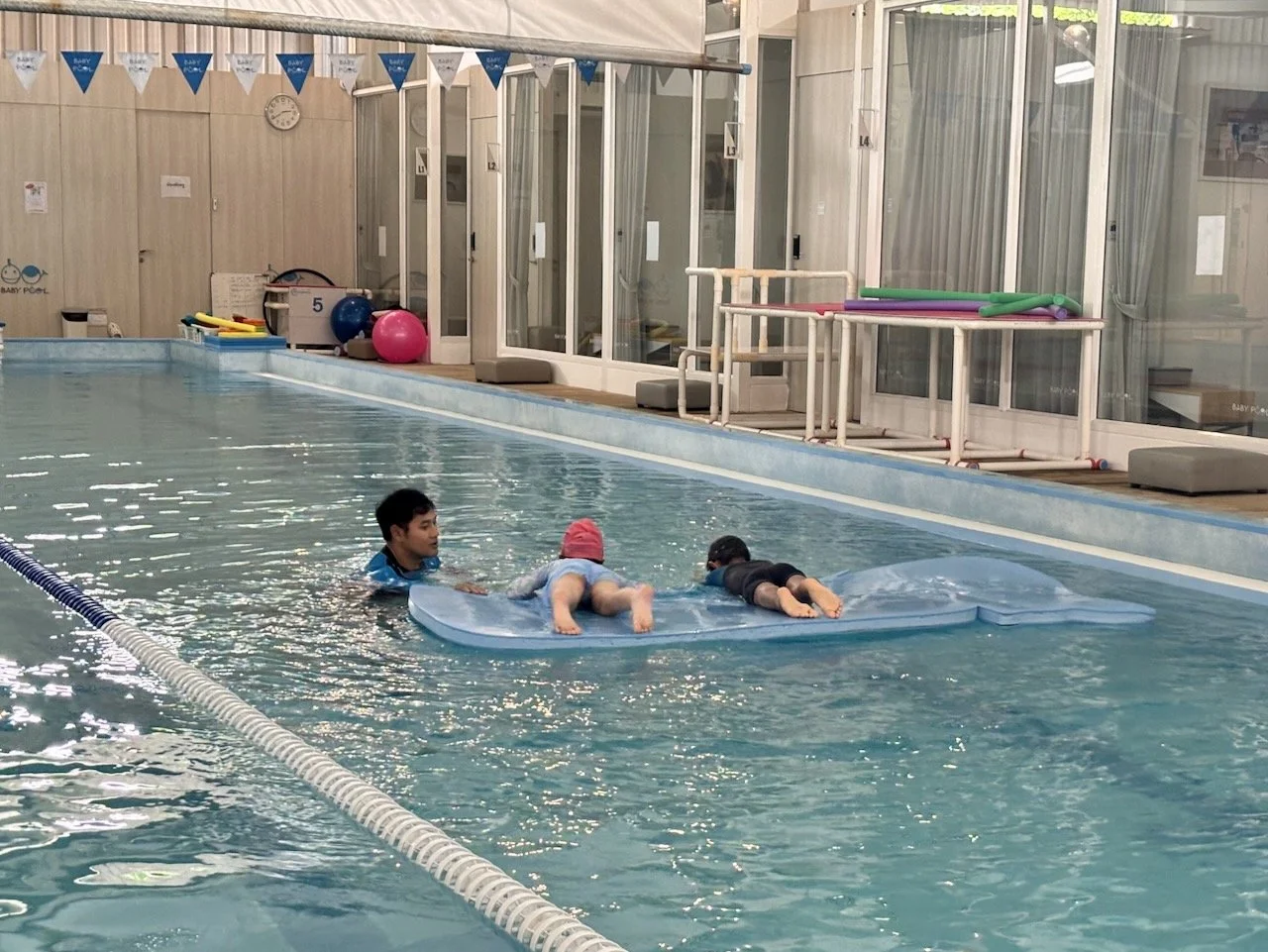 Speaking of practice, here's Arlo practicing breast stroke arms.