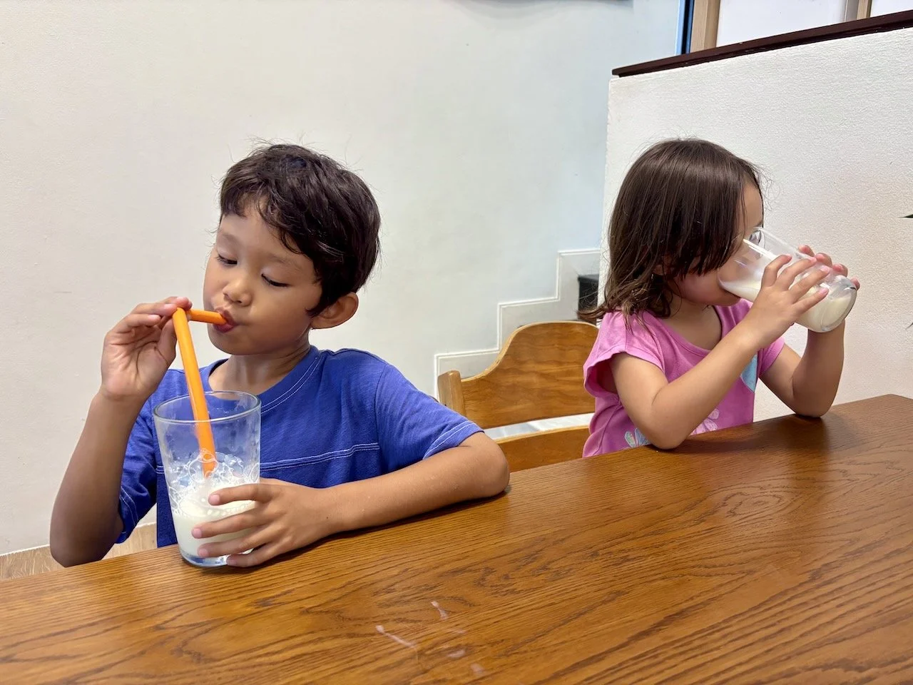 Finishing lunch; they know we have an activity planned for the afternoon.