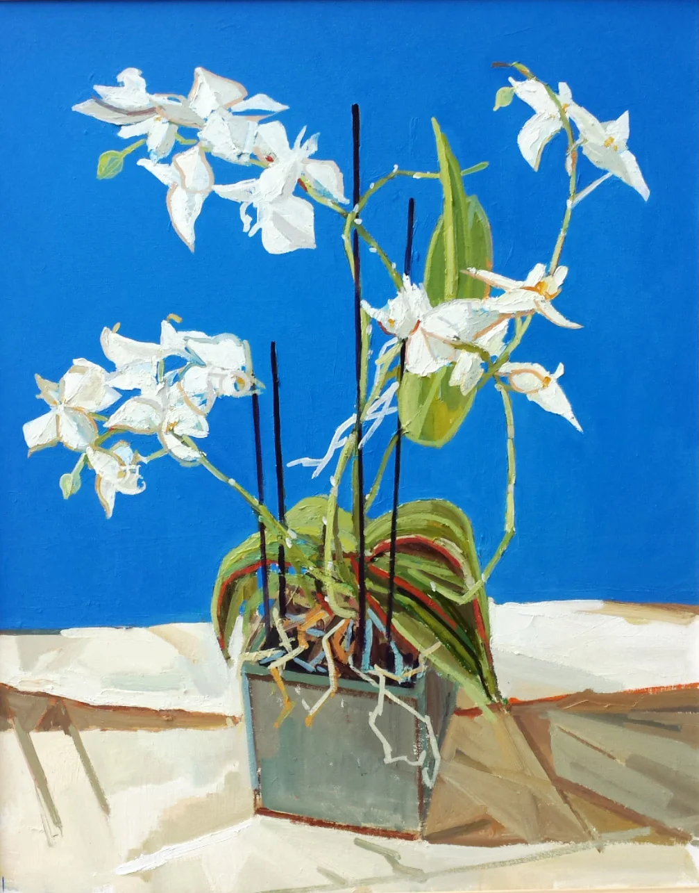 97 x 82 cm Blue Orchid, Oil on Canvas