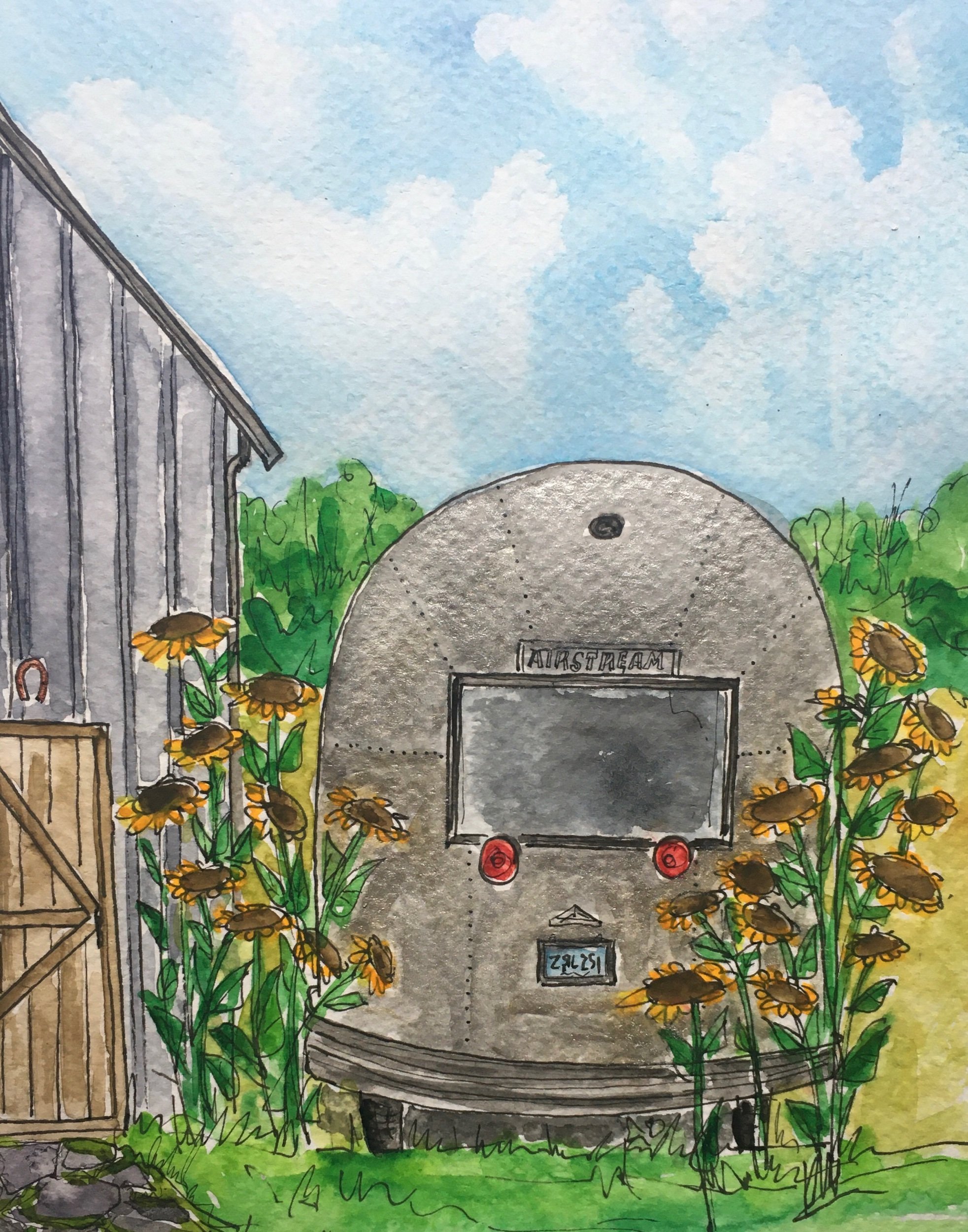 Airstream in Sunflowers 