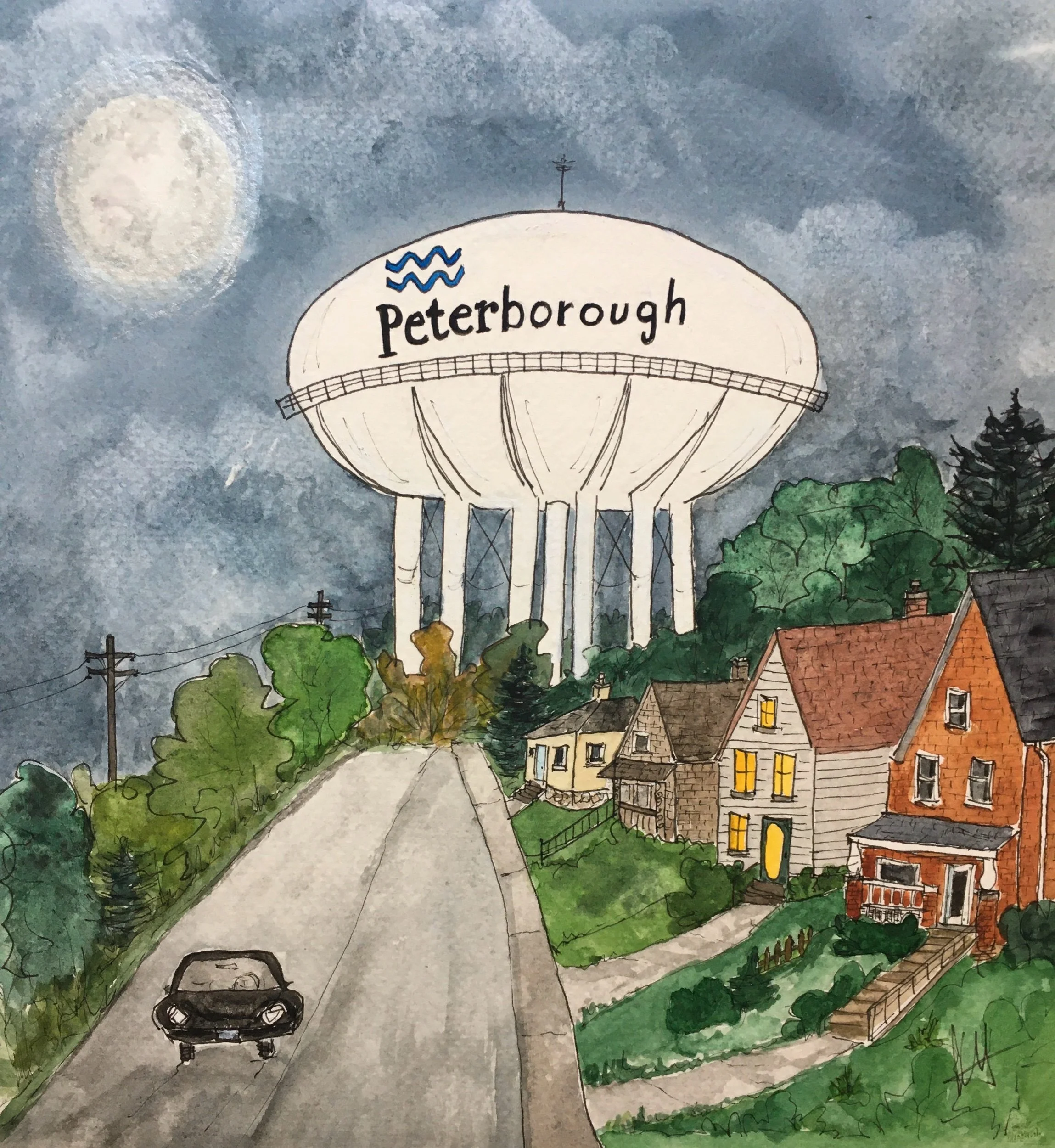 Water Tower Full Moon