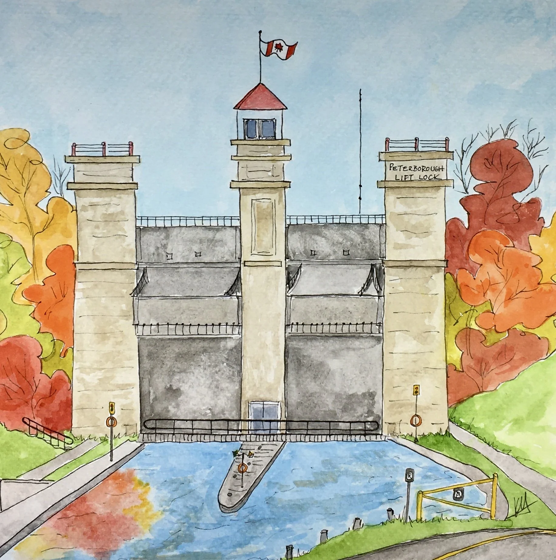 Leaves on Fire at the Liftlock