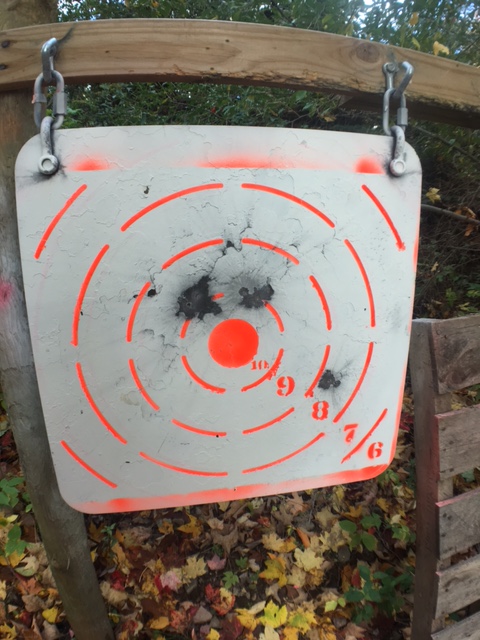 There are 5 hits here - the two at the top of the 10-ring are both doubles. I was able to see where each shot hit, as the spot grew substantially which each shot. But, this is still a limitation of the system. 
