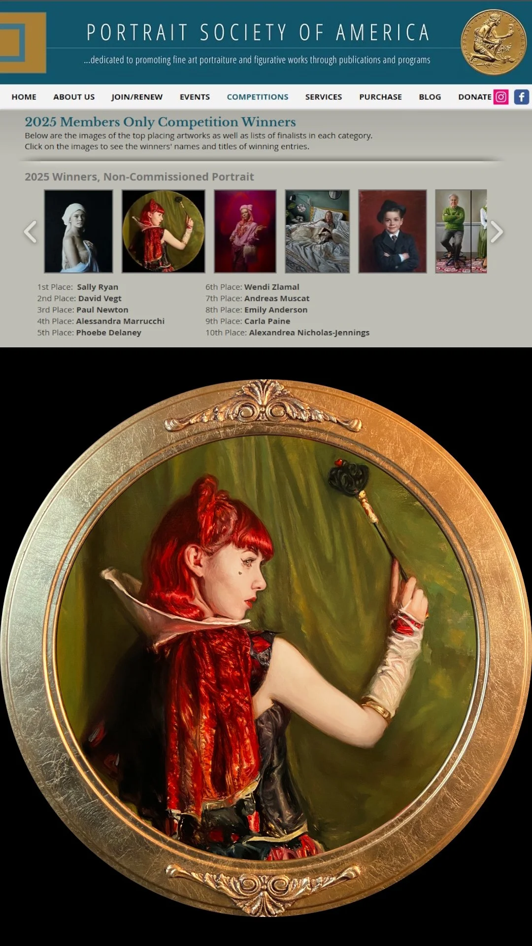 Alexandrea Places 10th in Portrait Society of America's 2025 Members Competition