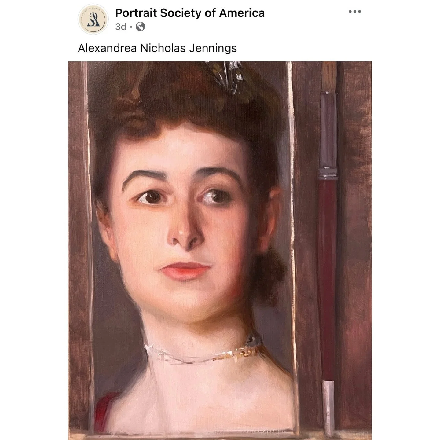 This is my 6x9 painting 🖼️ that was auctioned off at the PSoA 28th Annual Conference this year. Thanks for posting this @the_portrait_society and thank you to my newest collector. It is a reimagined ode to #johnsingersargent -a Master that I adore🥰