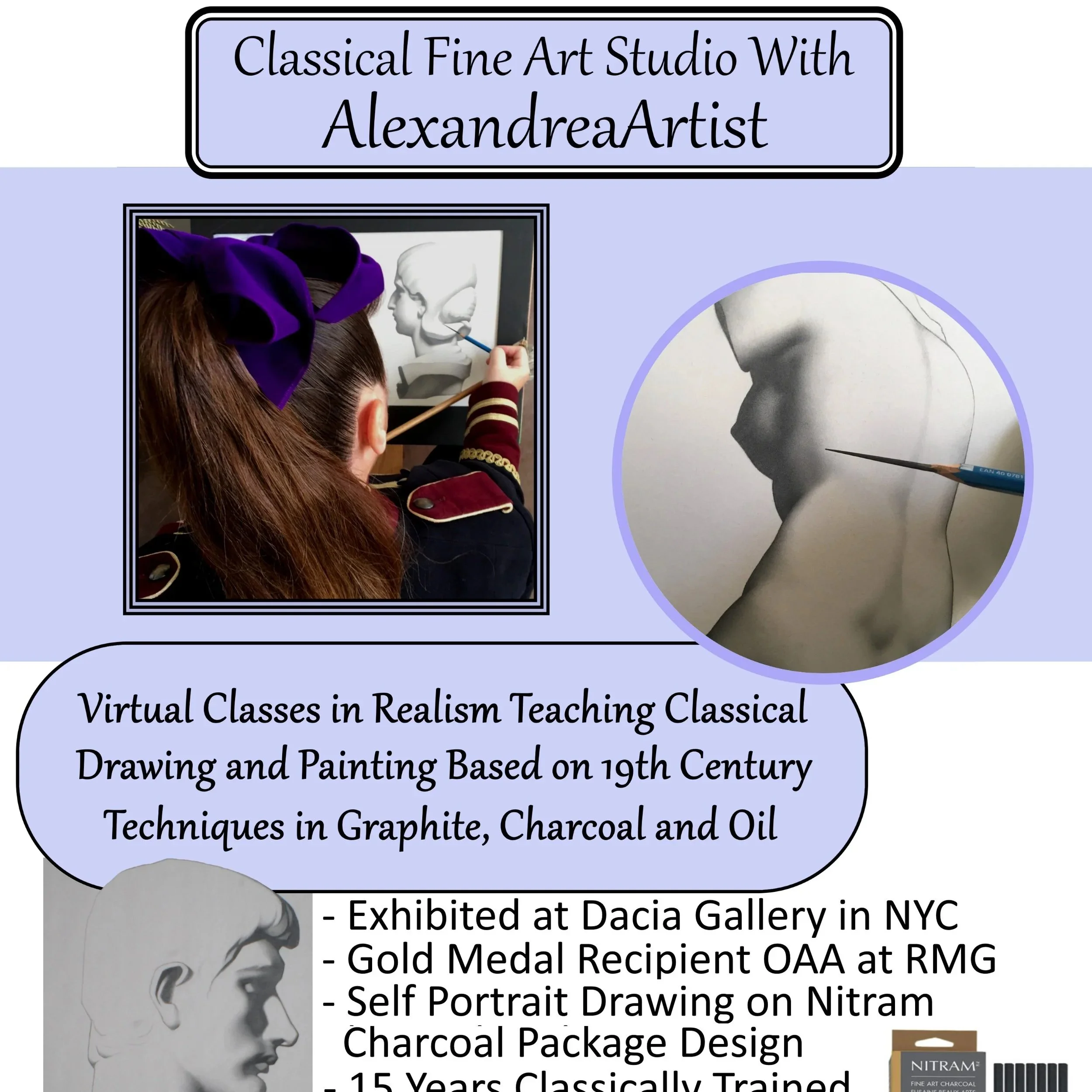 Virtual/In-Person Introduction to Drawing Facial Anatomy - One on One Personalised Instruction in Portraiture