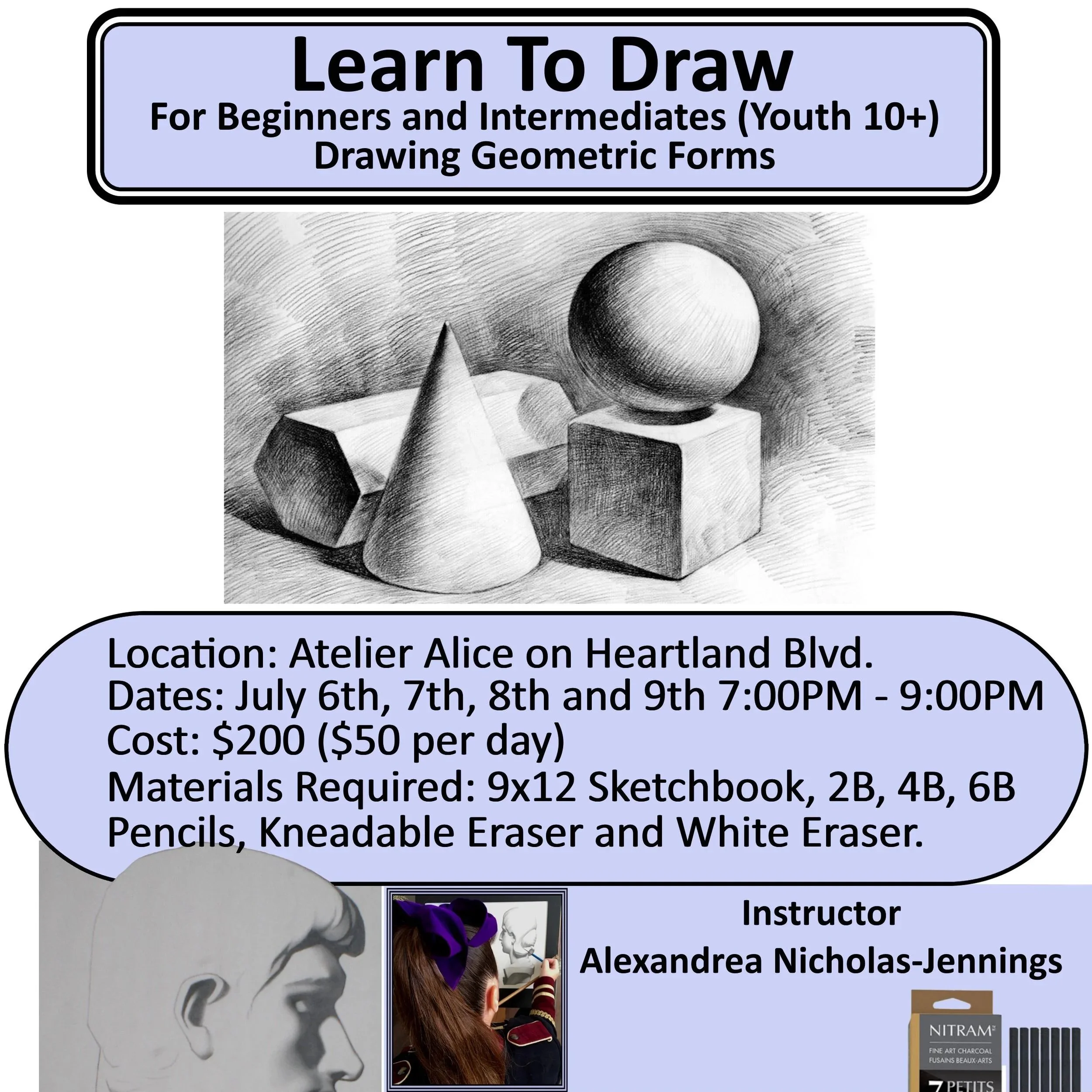 Learn To Draw For Beginners and Intermediates - Drawing Geometric Forms (Youth 10+)