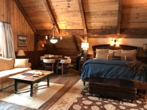 A master bedroom in one of the barn suites. 