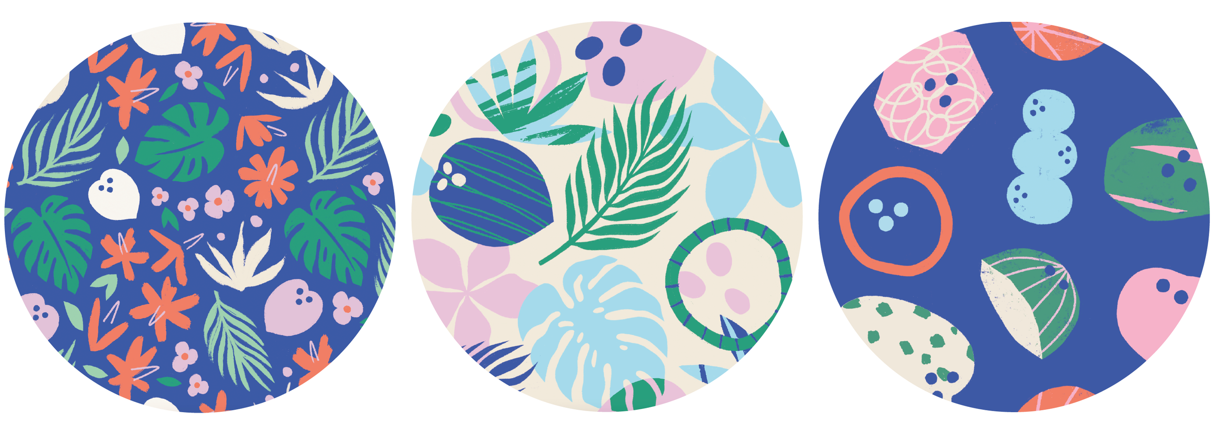 Pattern designs for products sold in their Vita Coco shop