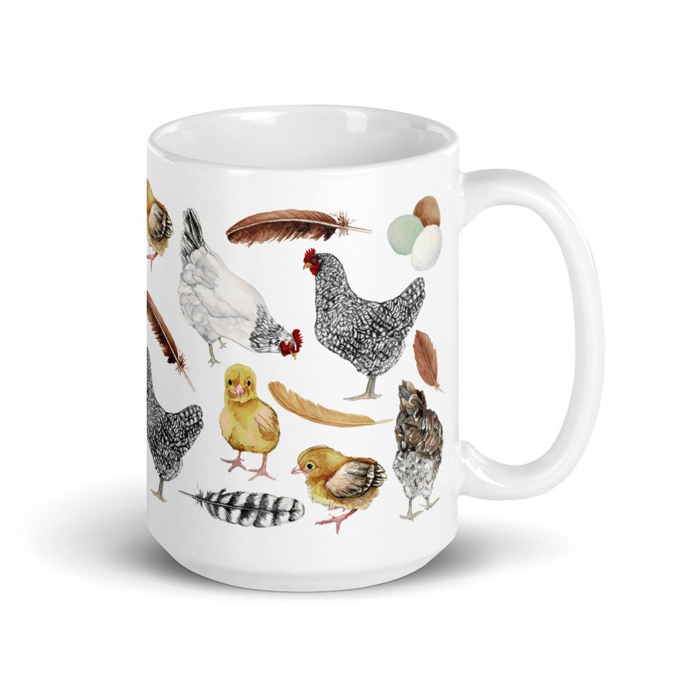 CHICKEN MUG ~ coffee or tea ~ full wrap print ~ two sizes available