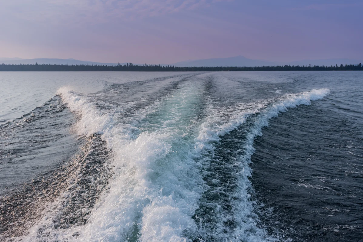 Boat Wake Over Jenny Lake