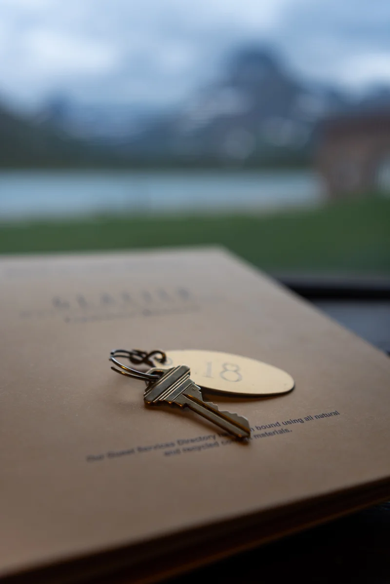 Room Key Looking Out Hotel Window