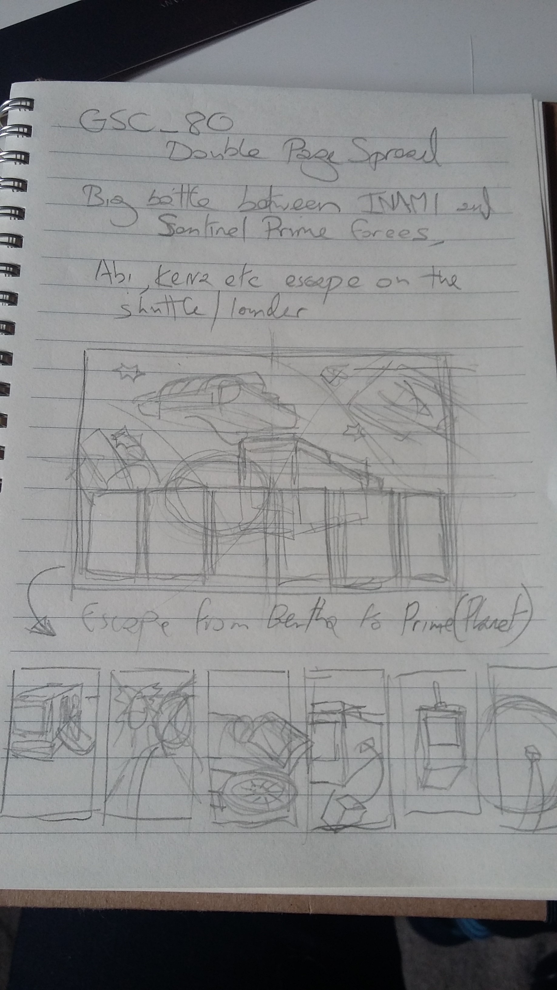 Initial thumbnails and notes on the pages