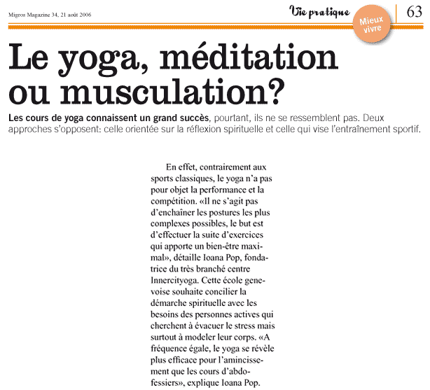 Migros Magazine interviews INNERCITYOGA.
