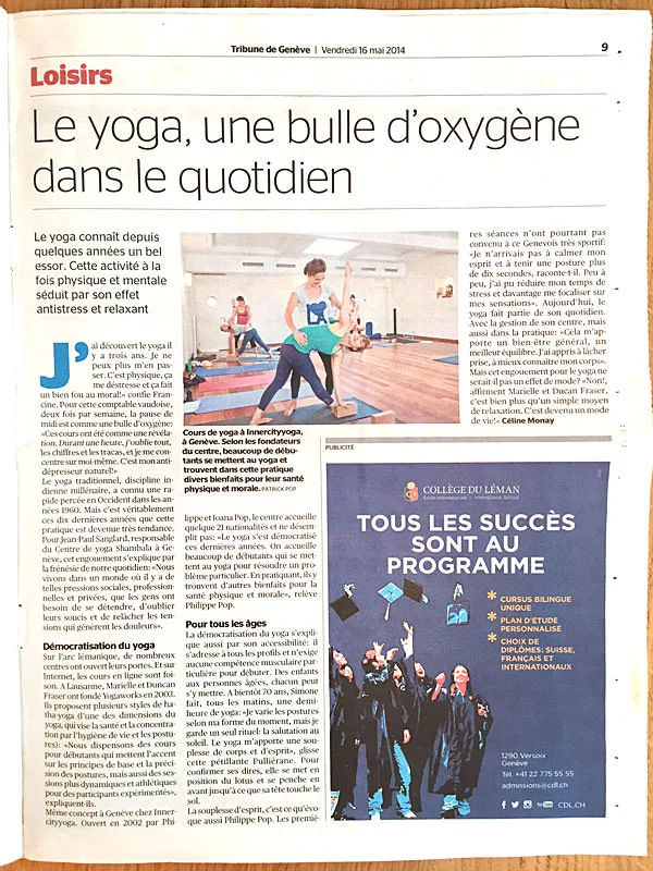 INNERCITYOGA founders interviewed in the Tribune de Genève