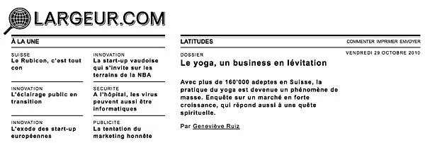 Interview with INNERCITYOGA Studio Director Patric Pop about the growing interest for yoga in Geneva, Lausanne and the Suisse Romande. Largeur.com in 2010