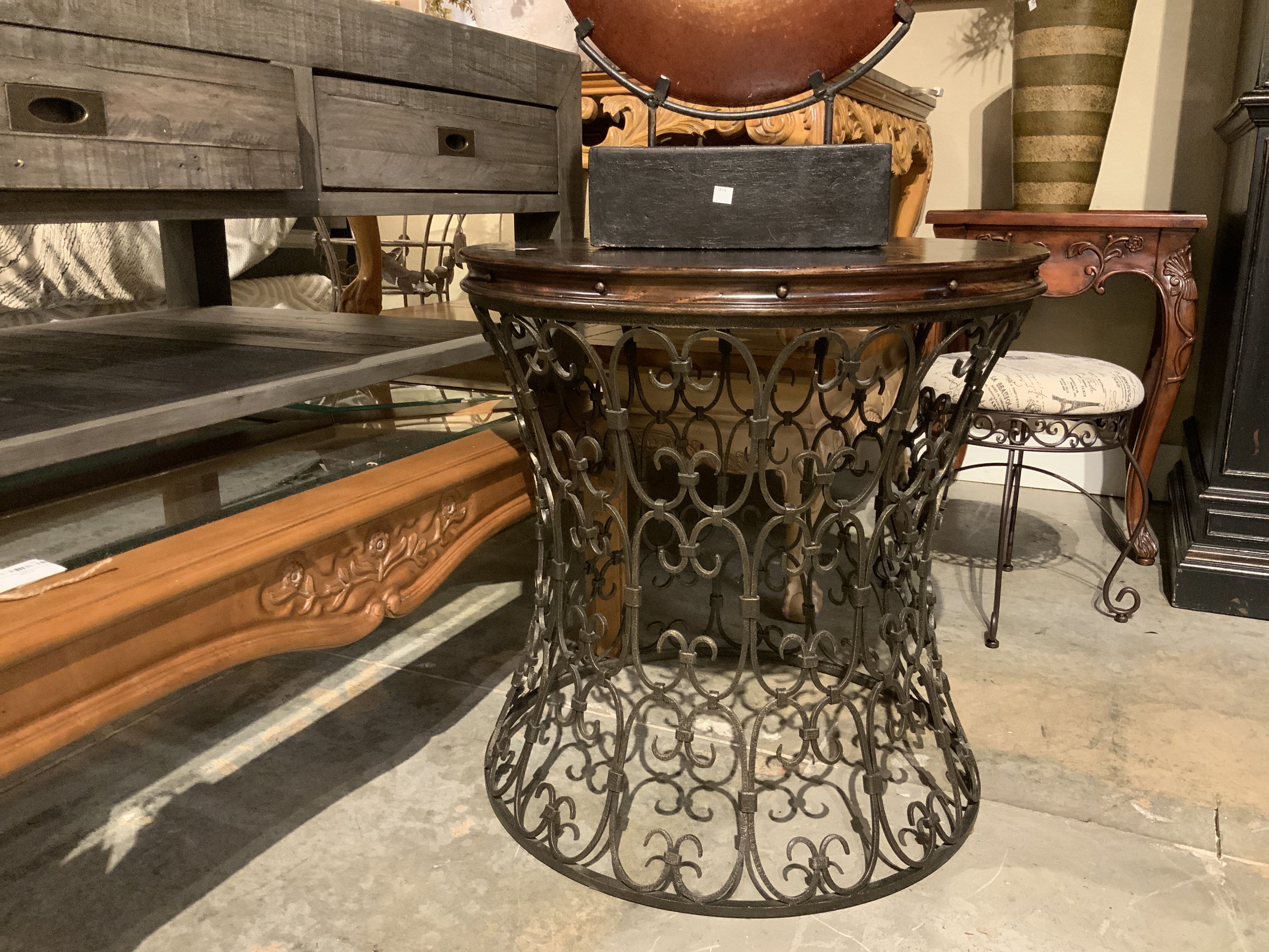Round Side Table w/ iron base (two available) C3005 $249