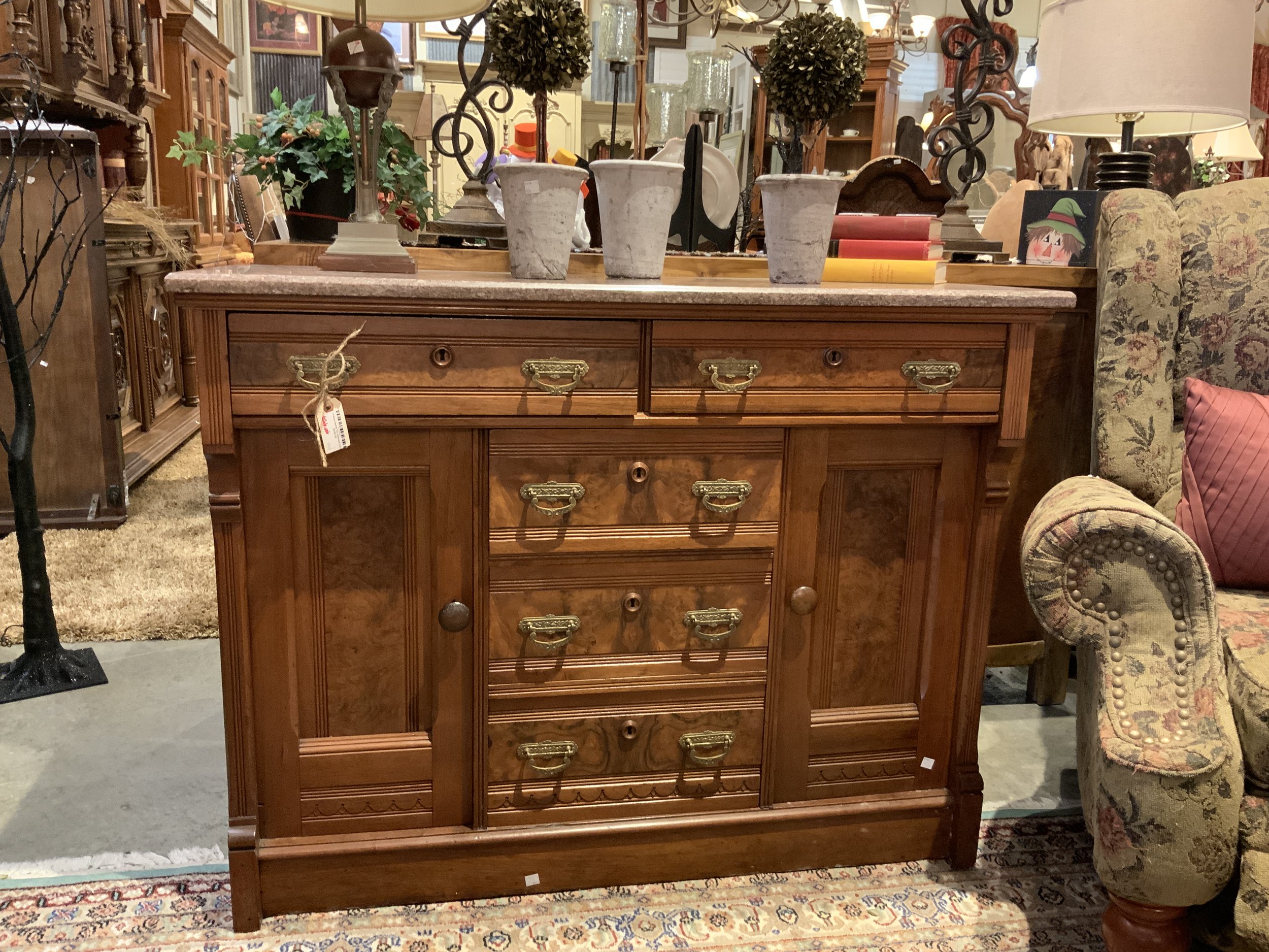 Antique Marble Top Sideboard C2192 42000