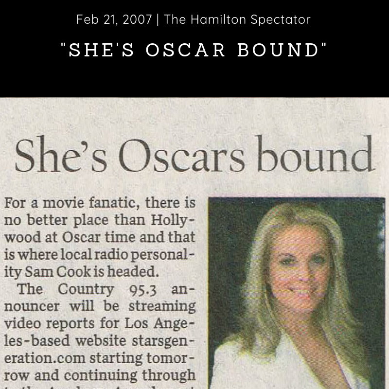 Newspaper (2007) - The Hamilton Spectator - ‘She’s Oscar Bound’ - Download Article