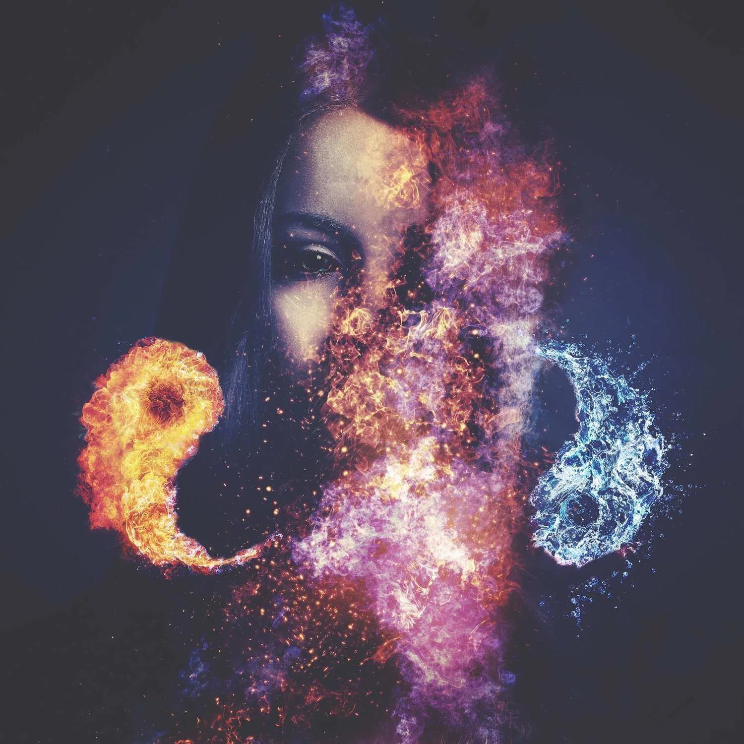 Dark portrait of a young woman