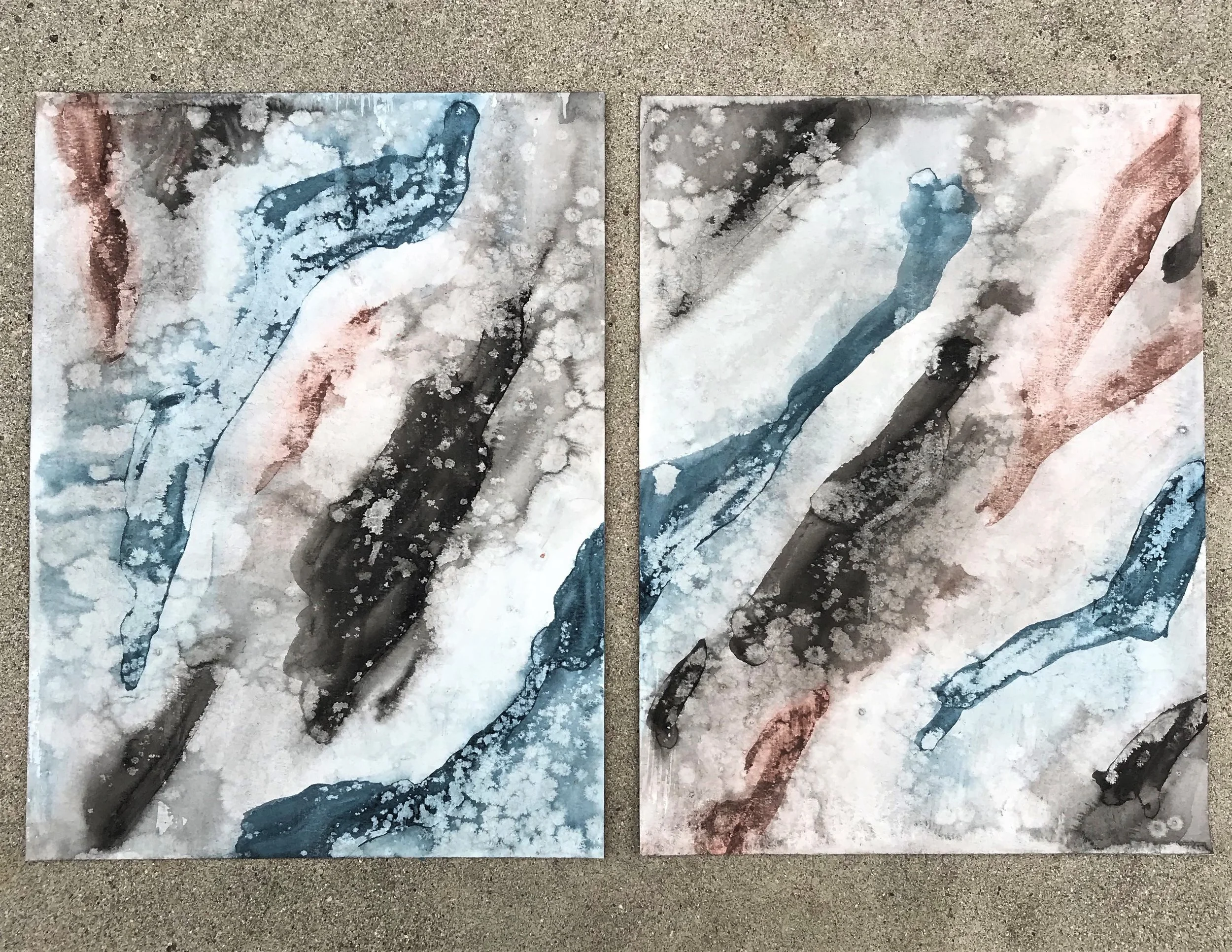 2 - 9”x12” The Moonlight Watercolor on paper