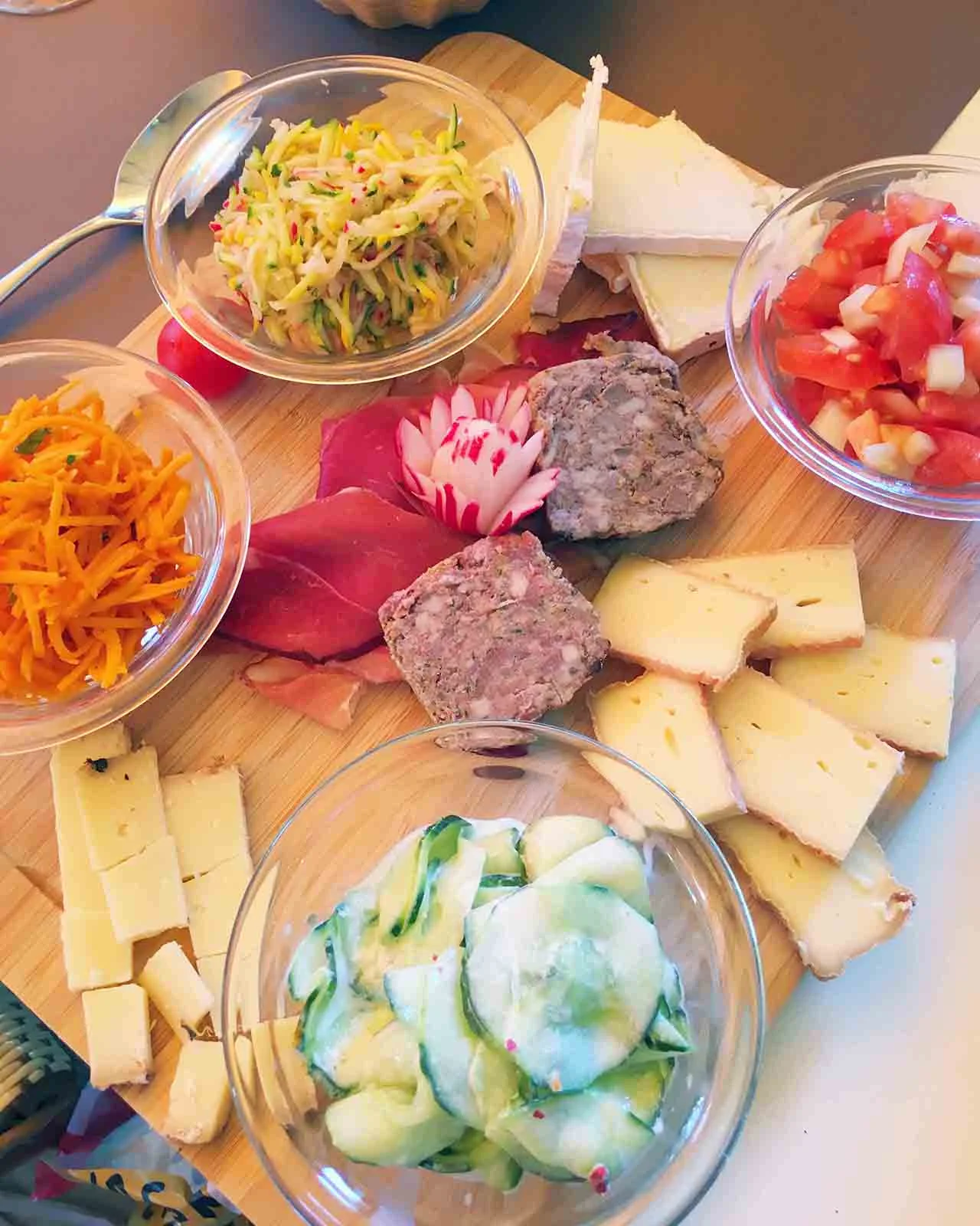Alsatian cheeses with various pickles and pâté — all made in house — from Cloche å Fromage in Strasbourg.