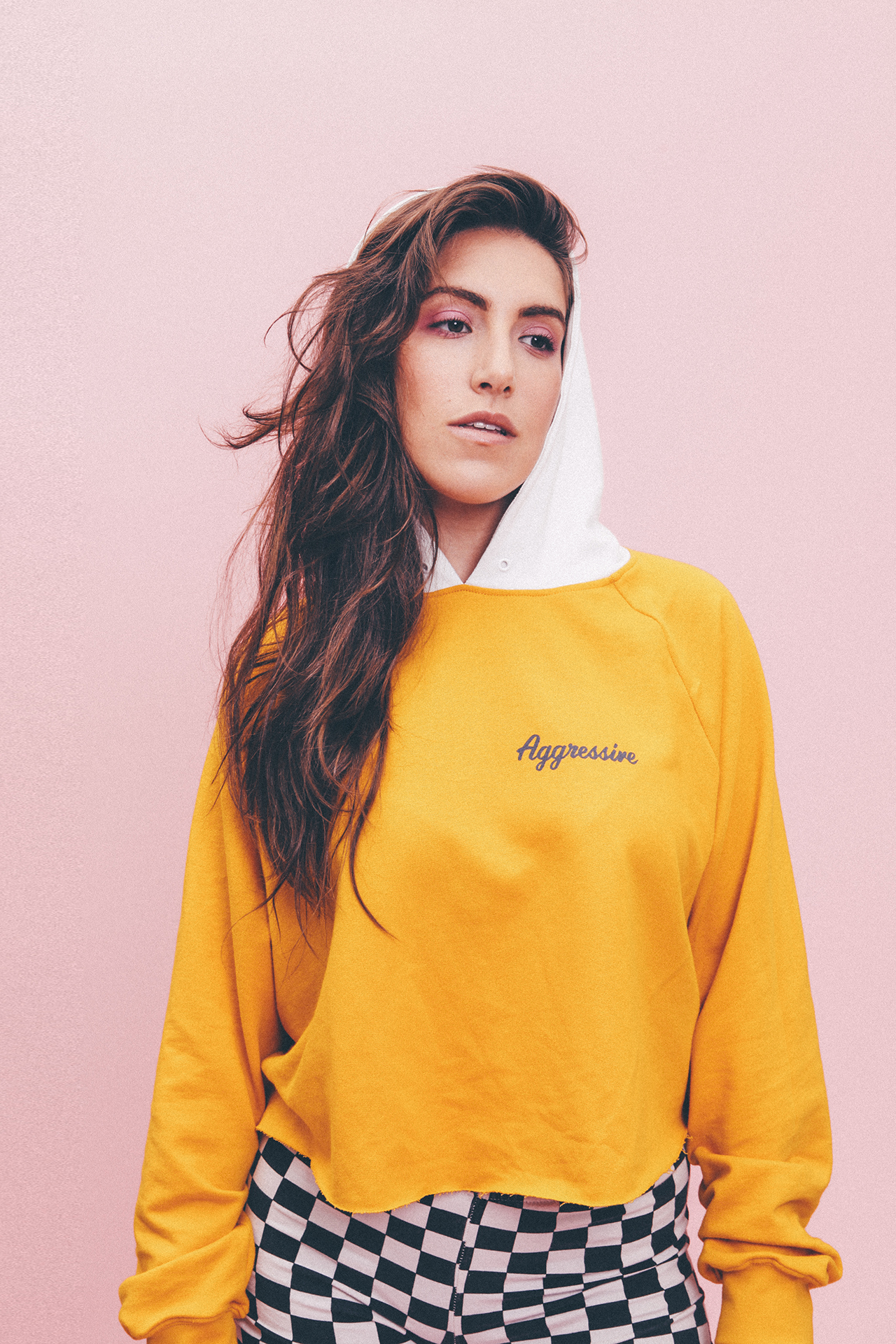 'Aggressive' cropped hoodie, $70