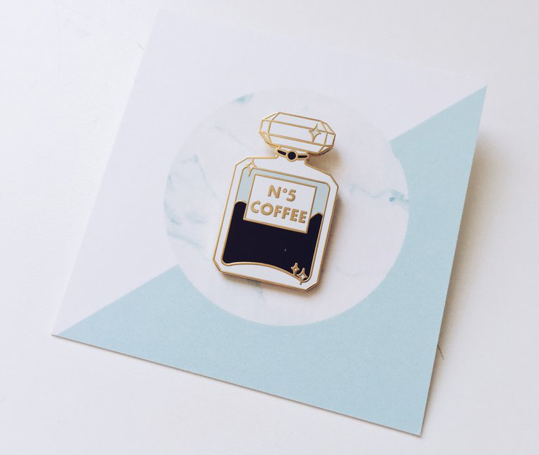 Hannah Bottino 'Coffee No. 5' pin, $10 (via Sipp Curated Goods)