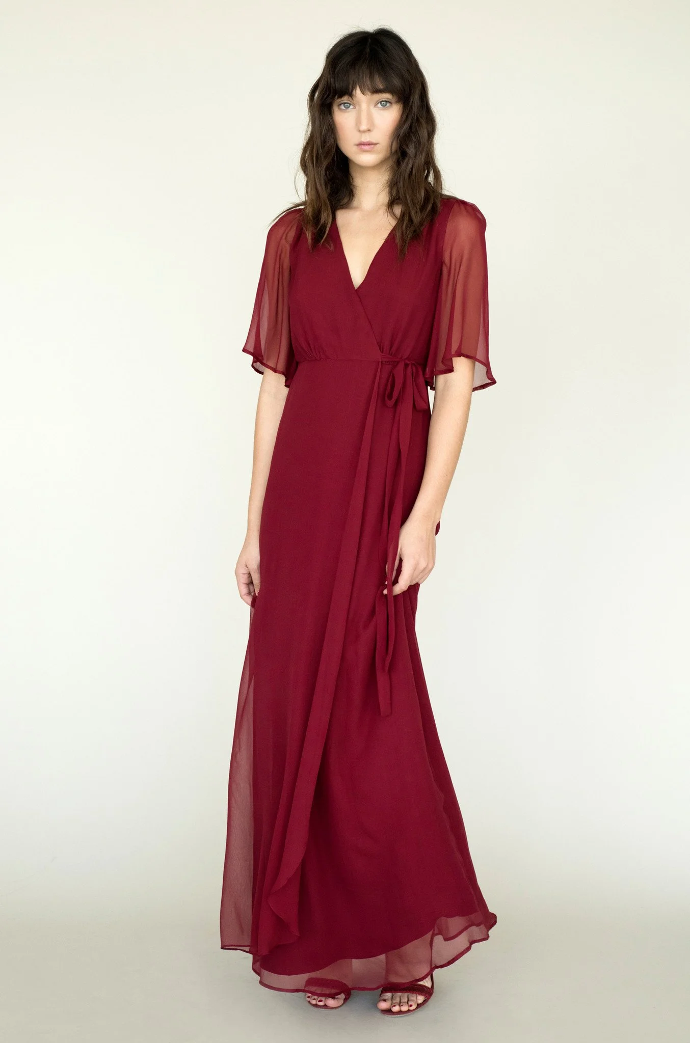 Lily Ashwell 'Aurora' dress in Crimson Silk, $450