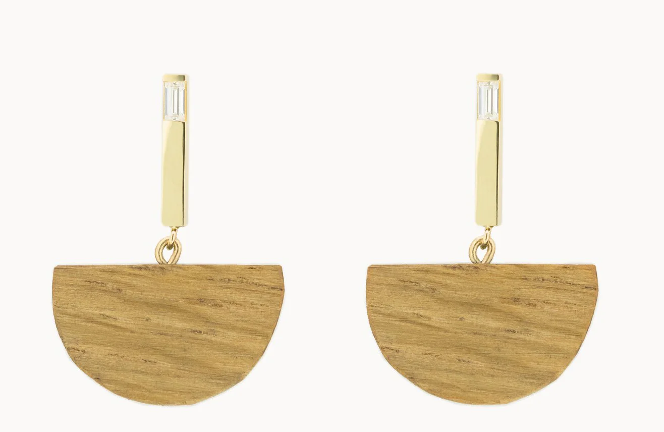 Vrai & Oro x Sophie Monet 'Half Moon Bar' earrings, $450