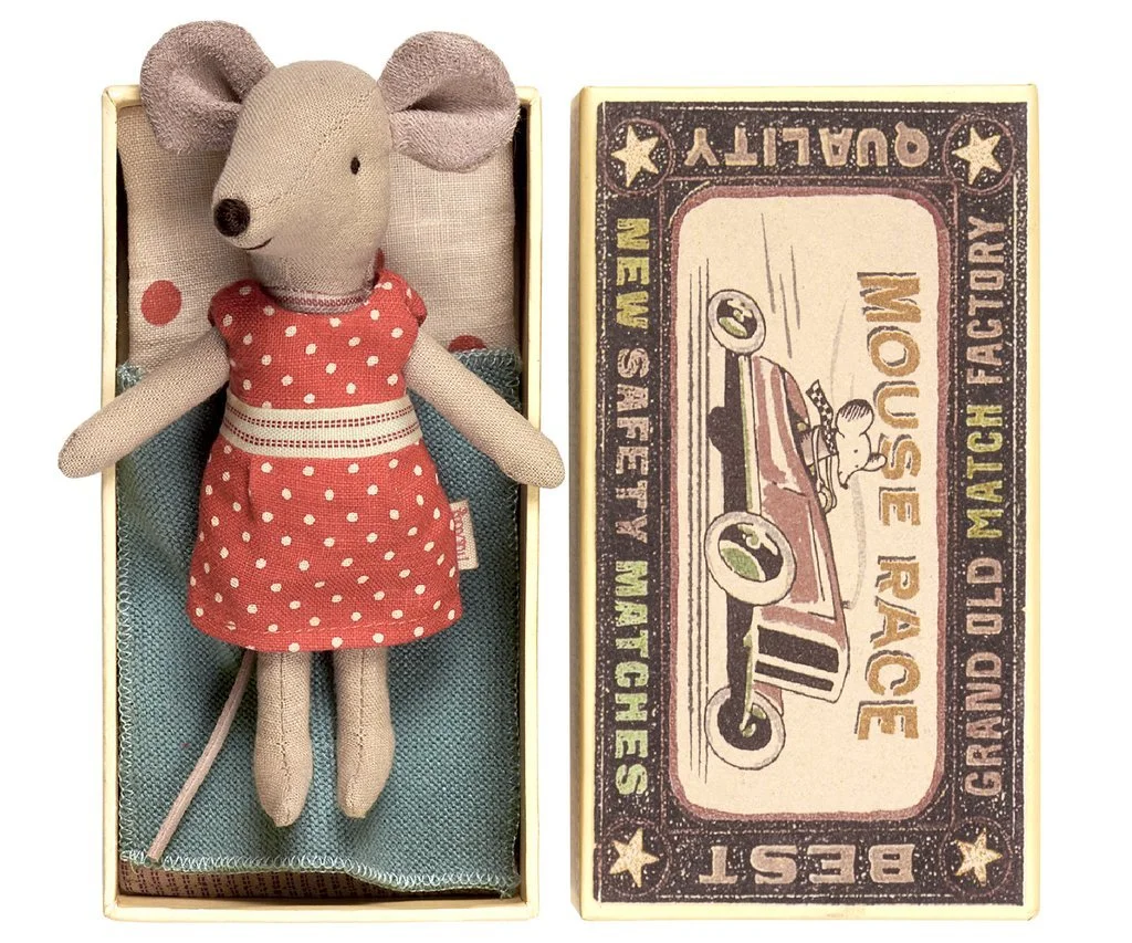Maileg 'Big Sister Red Polka Dot Mouse in a Box,' $30