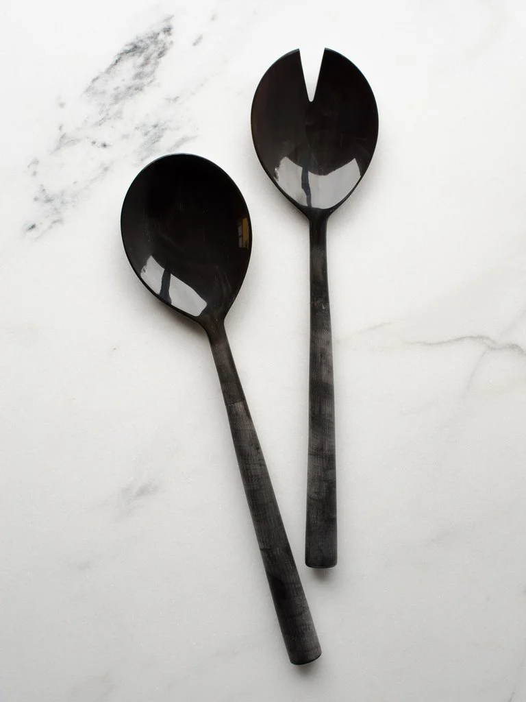 Shop Tenzo buffalo horn salad servers, $96