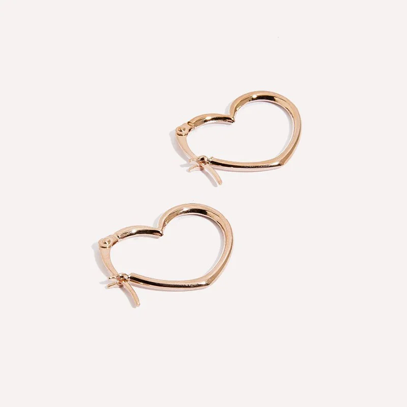 Amarilo heart seam hoops in 14k rose gold, $250